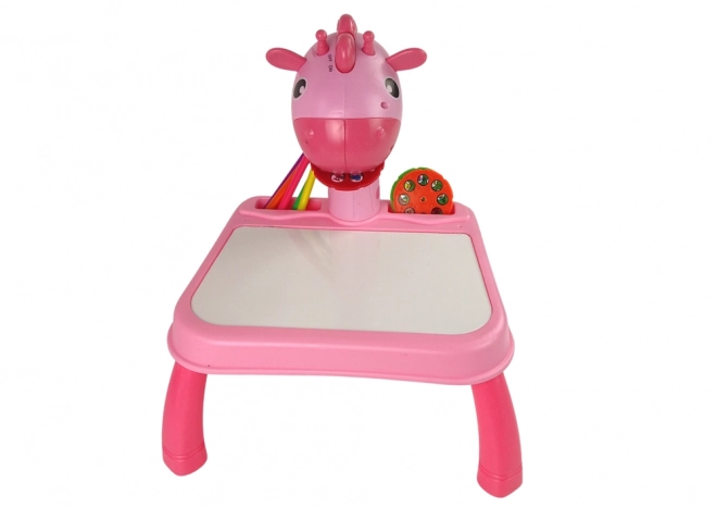 Masa de desen cu proiector dinosaur roz