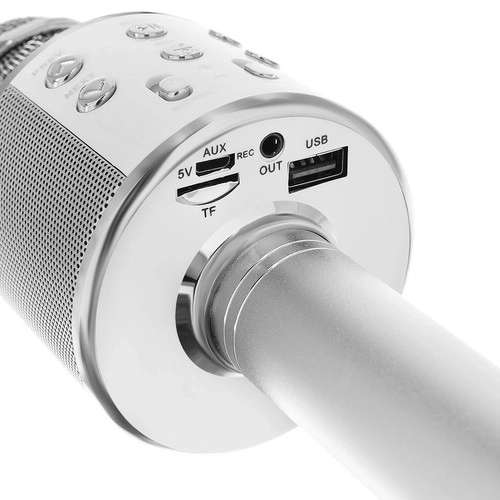 Mikrofon karaoke wireless cu difuzor – argintiu