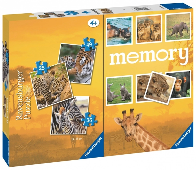 Puzzle 3 în 1 Joc de memorie cu animale sălbatice