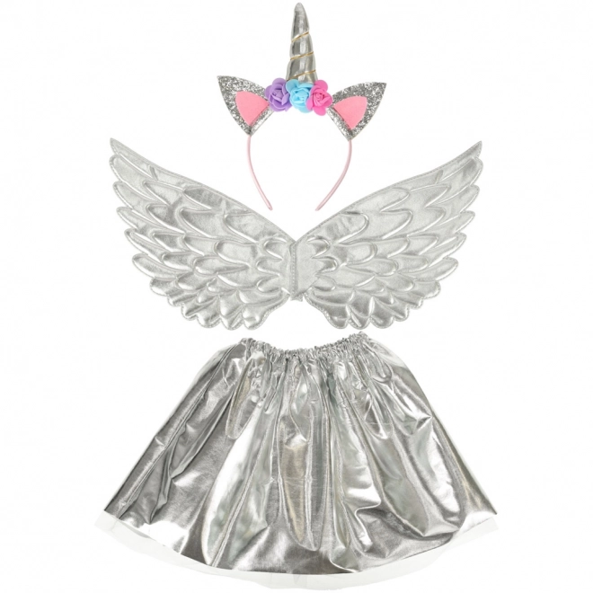 Costum unicorn argintiu pentru carnaval