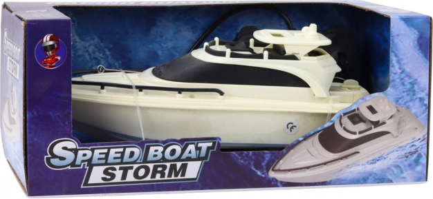 Barcă motorizată RC Speed Boat Storm controlată de la distanță, alb-negru