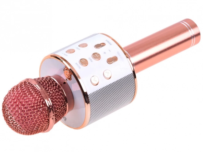 Mikrofon karaoke wireless cu difuzor – Roz