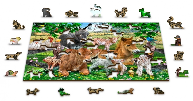 puzzle din lemn Şcoala de la fermă 2 în 1, 300 de piese EKO