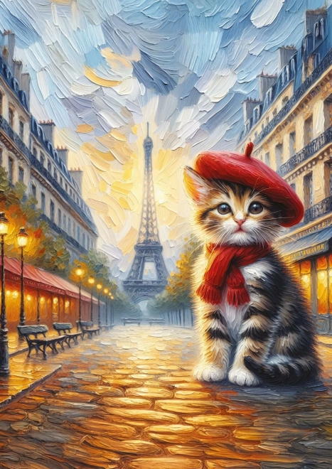 Puzzle Pisica artistă în Paris 260 piese