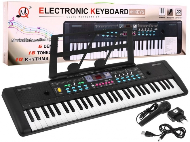 Instrument de tastatură pentru copii cu microfon și suport pentru partituri