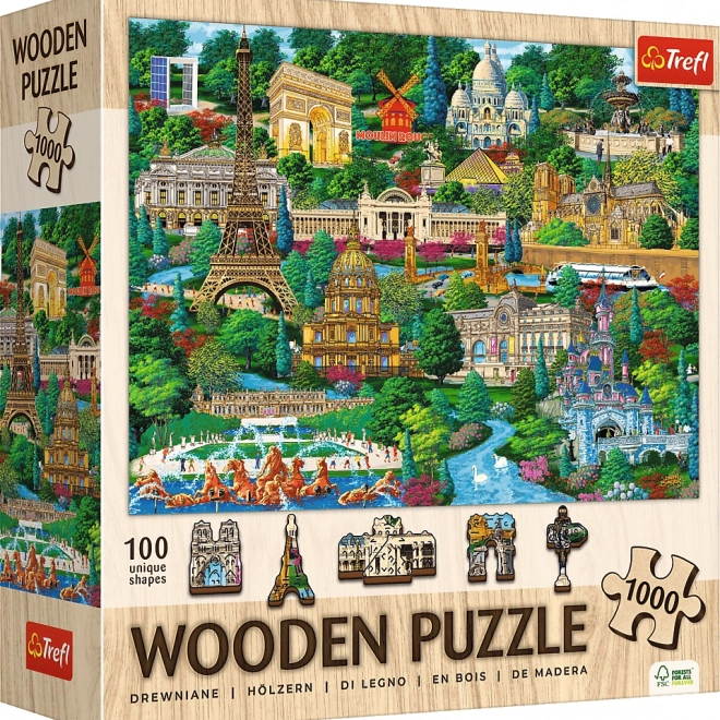 Puzzle din lemn Locuri faimoase din Franța 1000 de piese