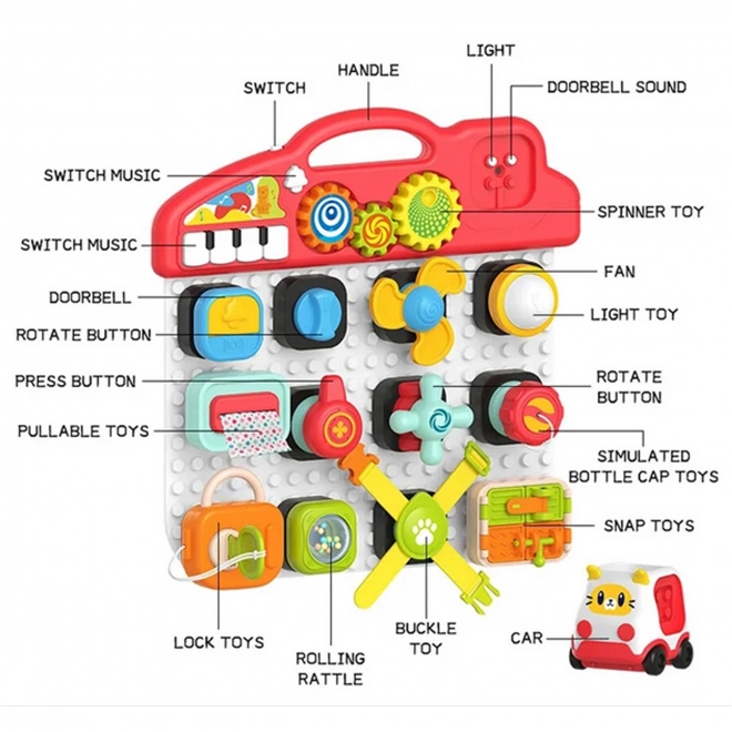 Tablă manipulatorie Montessori Woopie Baby - Panou de activitate colorat