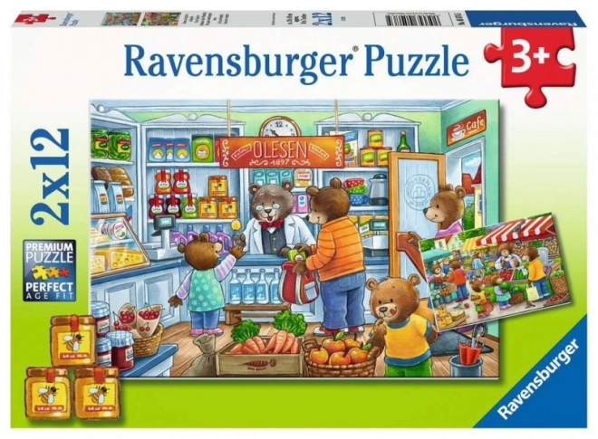 Puzzle ursuleți la cumpărături 2x12 piese