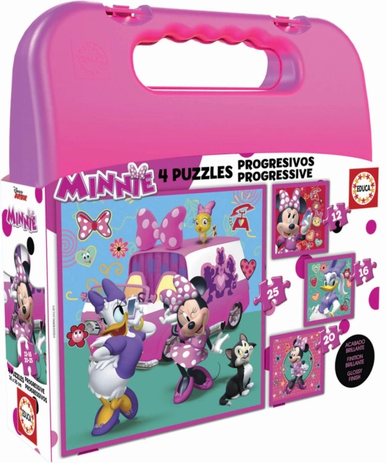 Puzzle EDUCA în geantă Minnie și Daisy 4 în 1