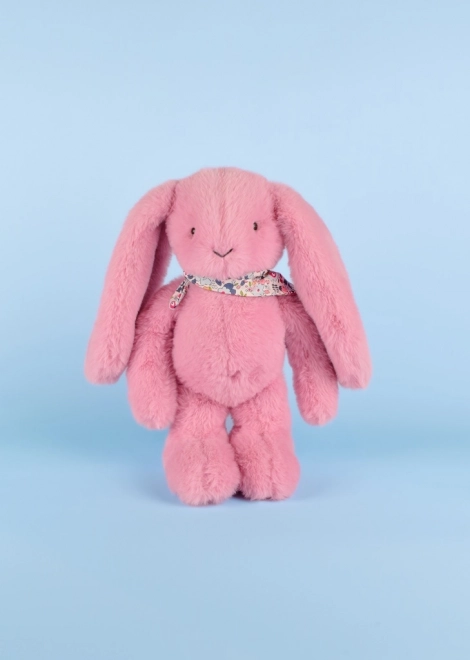 Doudou iepuraș din pluș cu eșarfă roz