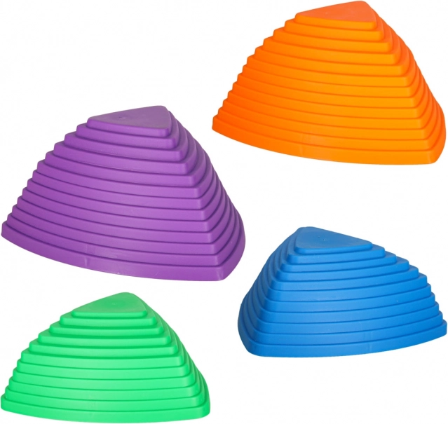 Traseu senzorial cu pietre pentru echilibru - joc podeaua este lavă, 11 elemente colorate