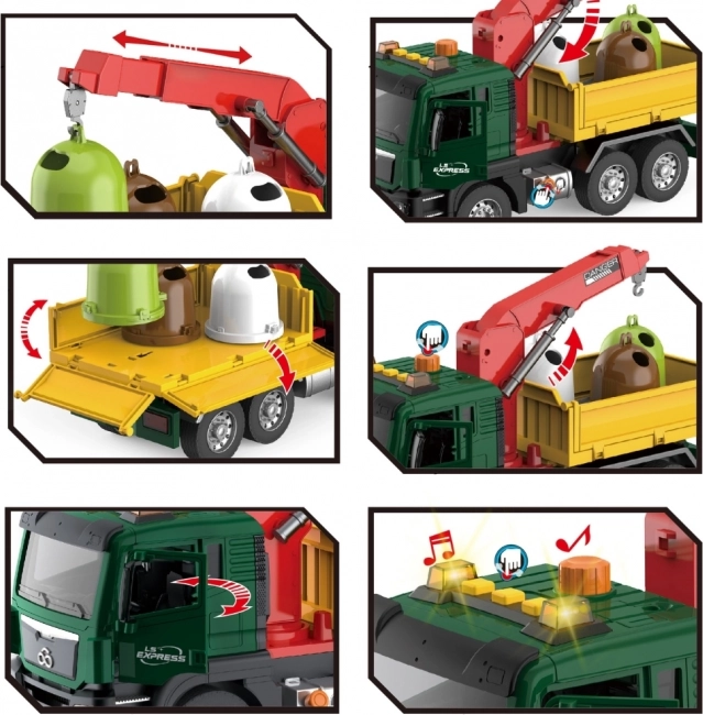 Woopie Camion pentru deșeuri cu macara pentru sortarea deșeurilor - scară 1:10