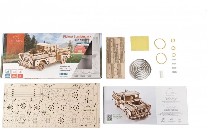 Puzzle mecanic 3D din lemn Ugears camion american