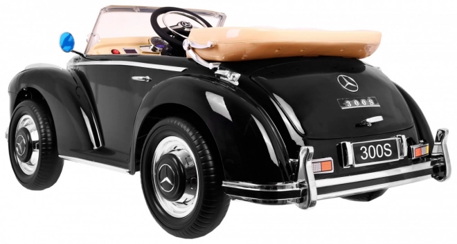 Mercedes Benz 300S Retro pentru copii Vopsea neagră + telecomandă + EVA + pornire lentă + LED MP3