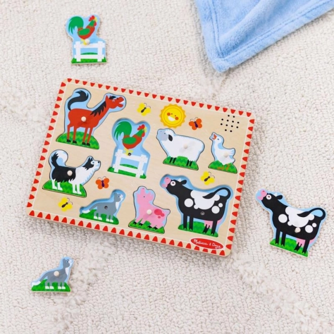 Melissa & Doug puzzle din lemn cu sunete