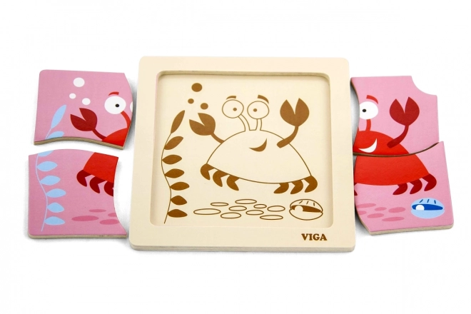 Puzzle din Lemn Crabul pentru cei Mici