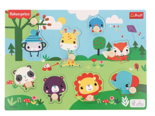 Puzzle din lemn Fisher-Price Animale sălbatice