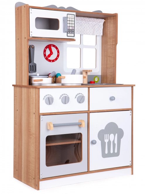 Bucătărie din lemn pentru copii cu accesorii Ecotoys