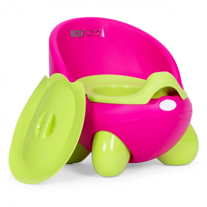 Oliță ergonomică copii cu insert detasabil și picioare antiderapante Roz-Verde Ecotoys