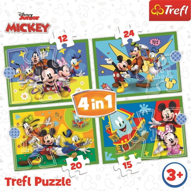 Puzzle Trefl clubul lui Mickey: Cu prietenii 4 în 1