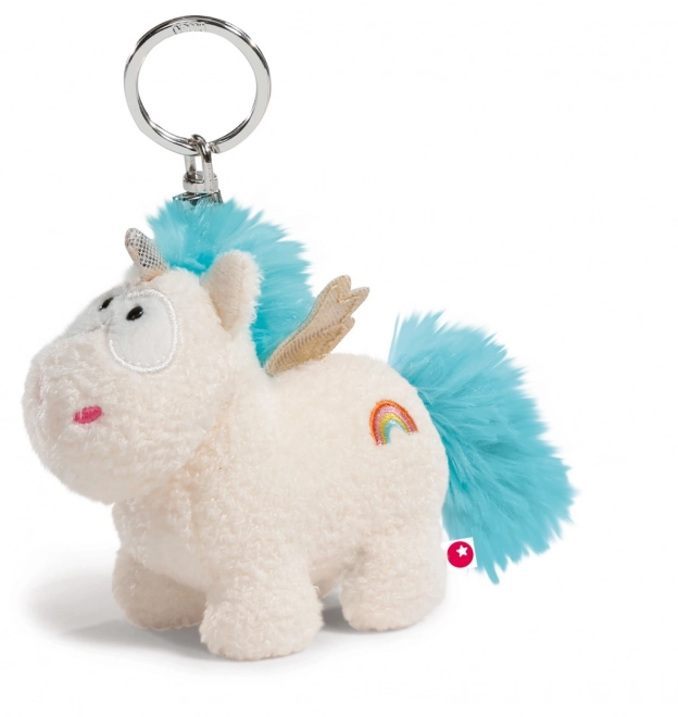 Breloc din pluș Unicornul Wingfried albastru cu aripi 10 cm