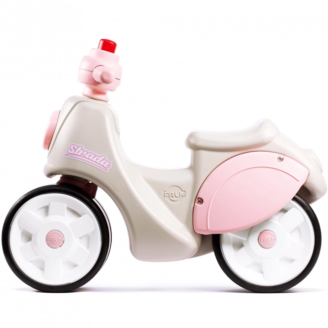 Bicicletă fără pedale cu roți silențioase roz