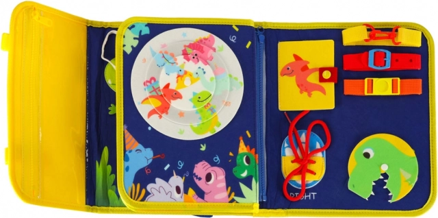 Placă senzorială Montessori cu temă de dinozaur albastră
