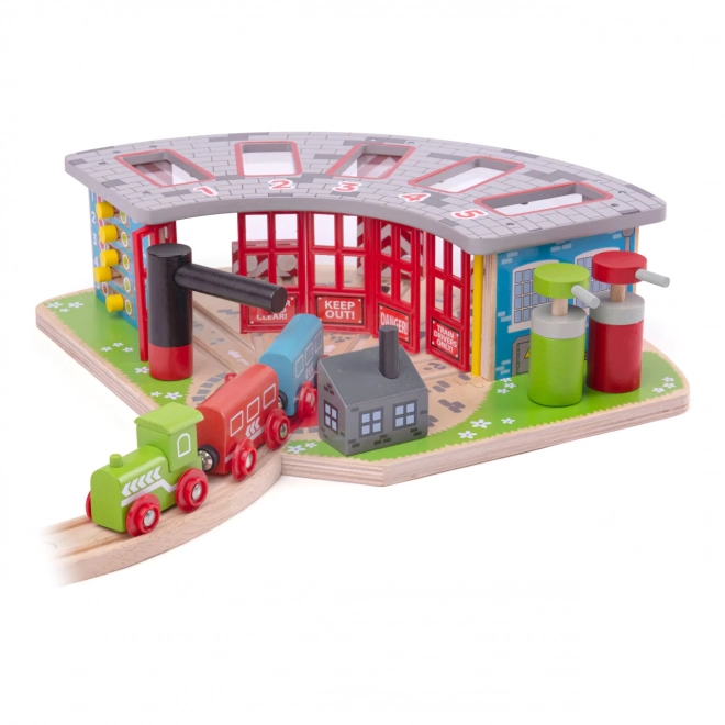 Depou exclusiv pentru 5 trenulețe Bigjigs Rail