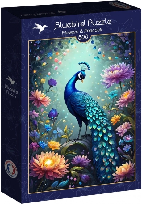Puzzle Flori și păun 500 de piese