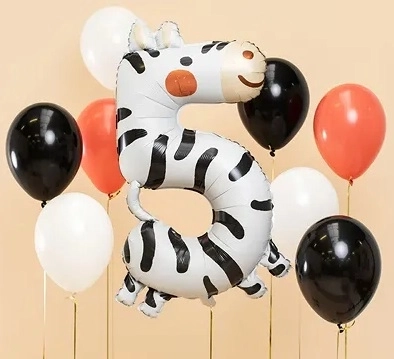 Balon folie cifră 5 zebra