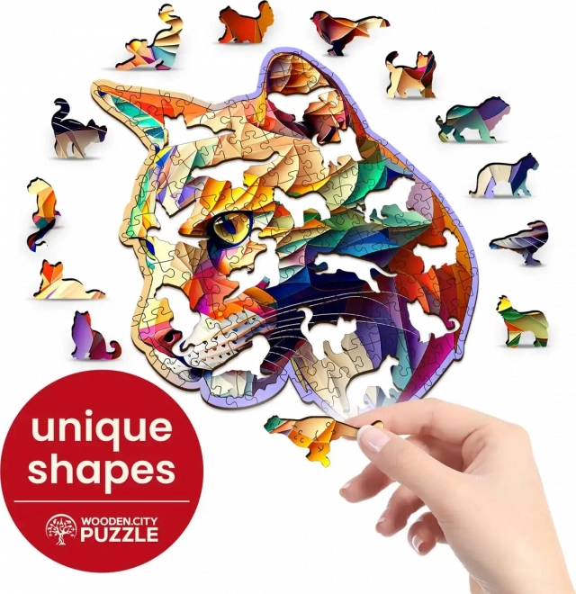 Puzzle de lemn Puma colorată 150 de piese