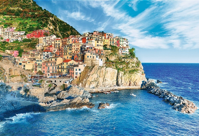 Set puzzle 2 în 1 Manarola Liguria Italia 1500 piese cu adeziv