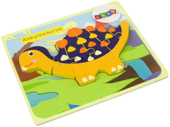 Puzzle din lemn dinozauri triceratops și ankylosaurus