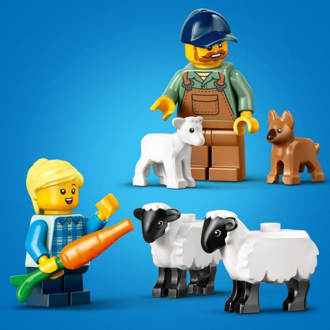 Tractor Roșu LEGO cu remorcă și oi