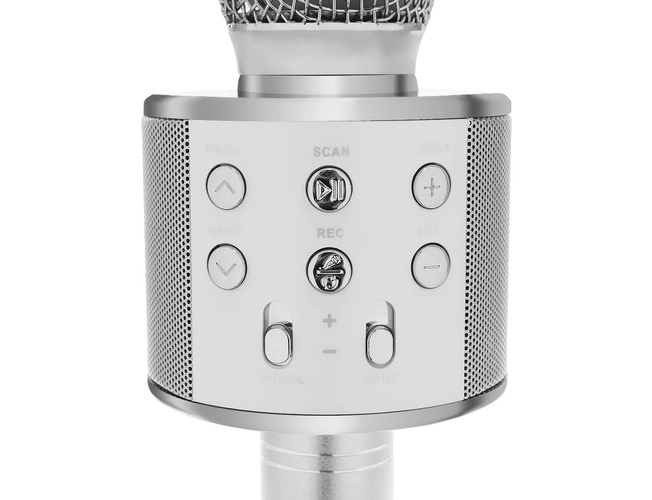 Mikrofon karaoke wireless cu difuzor – argintiu