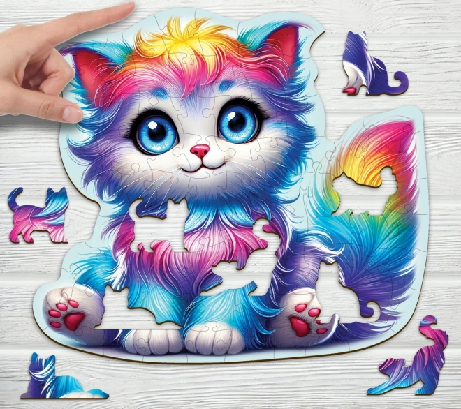 Puzzle din lemn Pisicuță colorată