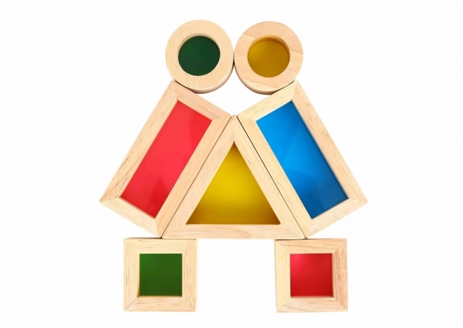 Blocuri din lemn colorate cu oglinzi TOOKY TOY