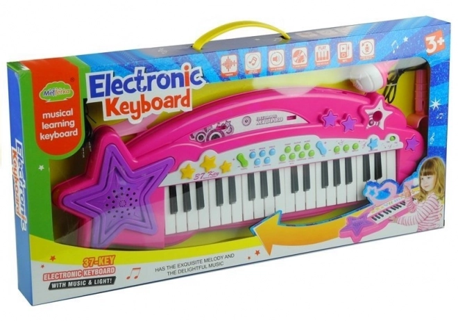 Keyboard muzical pentru fete cu microfon