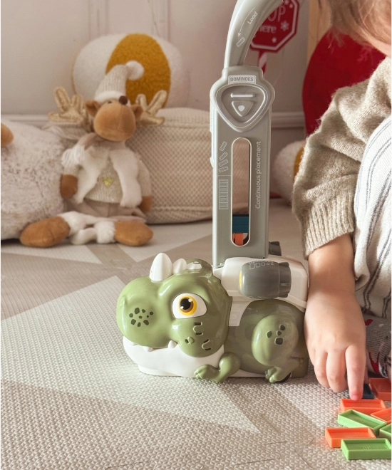 Dinozaur interactiv Domino tren WOOPIE, verde, set 8 buc
