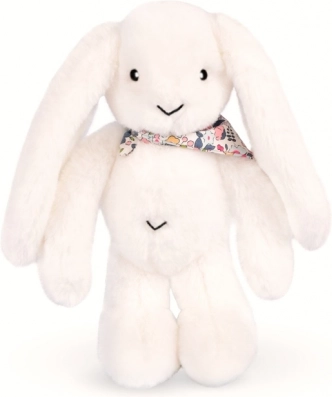 Iepuraș de pluș Doudou cu eșarfă albă 35 cm
