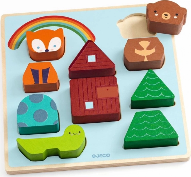 Puzzle din lemn cu animale din pădure