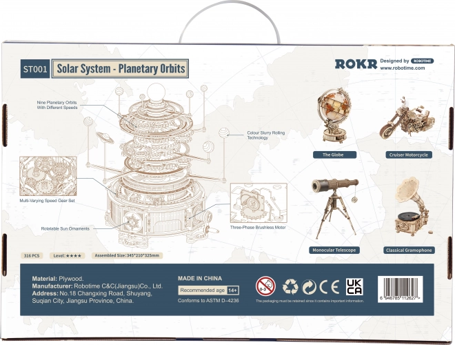 Piesă de puzzle Robotime Rokr 3D din lemn - Sistemul Solar