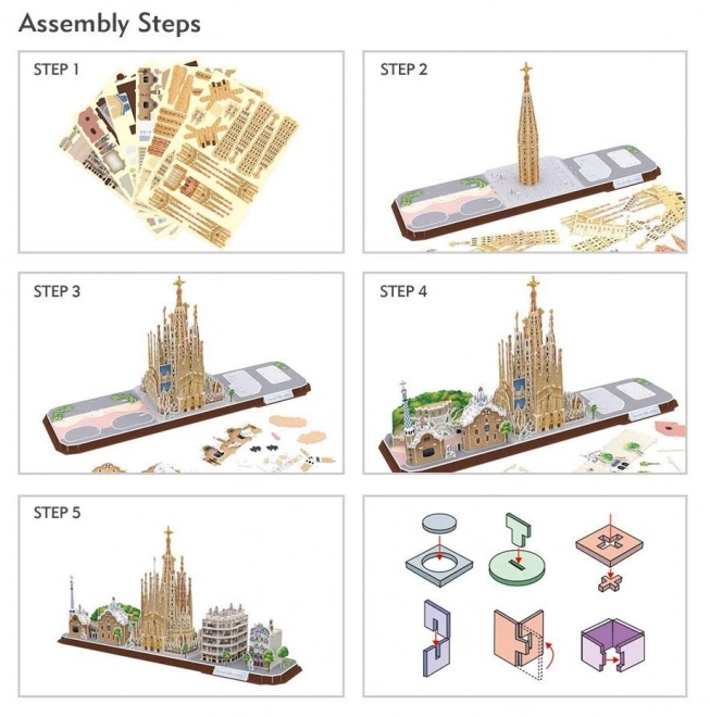 Puzzle 3D panorama CityLine Barcelona CubicFun