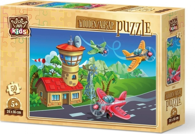 puzzle din lemn piloți nebuni 50 de piese