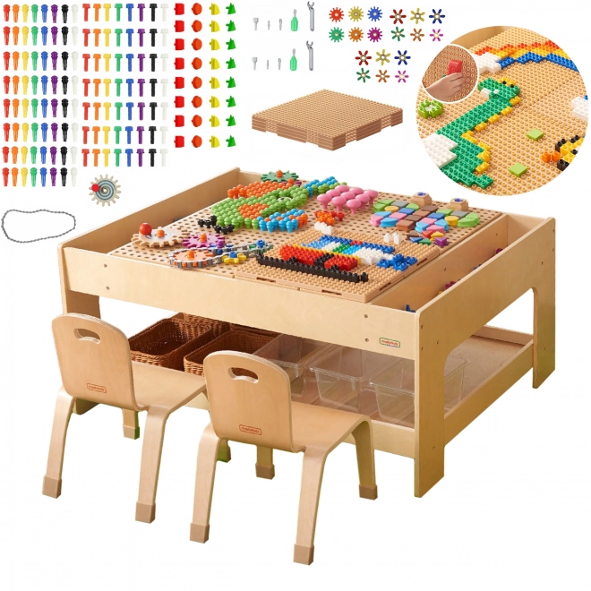 Măsuță educativă Masterkidz cu set STEM și 563 blocuri