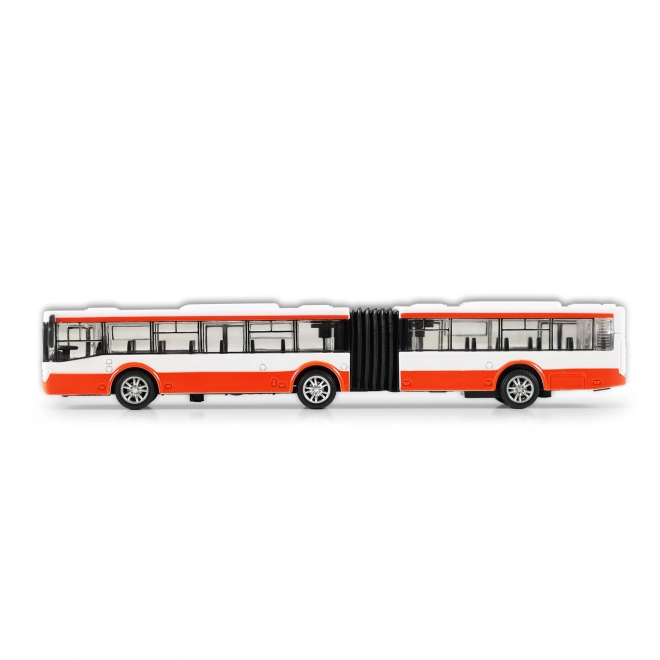 Autobuz articulat metalic roșu
