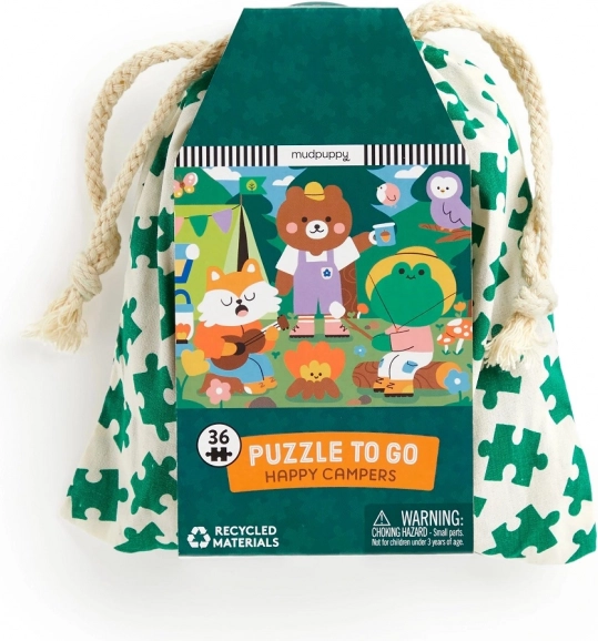 Mudpuppy Puzzle Camperii Veseli în săculeț textil