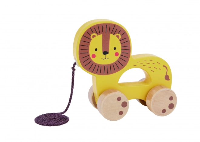 Jucărie Tooky Toy Leu de tras din lemn