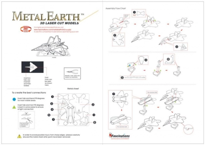 Puzzle 3D Metal Earth avion F-22 Raptor