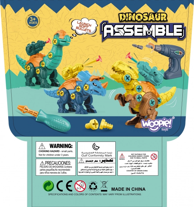 Set Construcție Dinozauri WOOPIE cu Șurubelniță și Mașină de Găurit